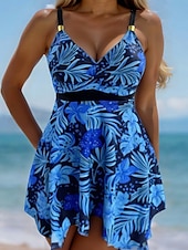 billiga Badessor-Dam Badkläder Bikini 2 st Baddräkt Lappverk Tropisk Standkläder Blomma Halterneck Ärmlös Baddräkter