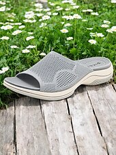 levne Pohodlné sandály-šedé sandály pro ženy – pohodlné nazouváky s otevřenou špičkou s polstrovanou podrážkou pro běžné a outdoorové aktivity
