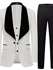 abordables Dîner de fête-Tuxedos de mariage pour hommes Homecoming blanc rose mode formelle couleur unie coupe standard 3 pièces simple boutonnage un bouton