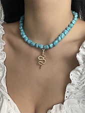 billiga Halsband och hängen-1st Halsband For Dam Sten Blå Gata Dagligen Legering Retro Orm Sol