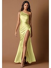levne růžová-Růžové modré A-line jedno rameno večerní šaty elegantní šaty formální svatba délky podlahy bez rukávů satén s třpytkami a řasením
