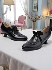 abordables années 1930-Chaussures Oxford victoriennes blanches à lacets et talon chaton pour femmes – Design festonné vintage des années 1920 avec nœud en dentelle pour des mariages élégants, des goûters et des looks d&#039;inspiration rétro
