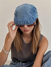 economico Cappelli da donna-berretto piatto in denim da donna con vestibilità regolabile, stile casual per primavera ed estate, perfetto per attività all&#039;aperto, uso quotidiano e viaggi