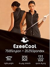 billiga Kvinnors golfkläder-Dam Byxdress Svart Ärmlös Byxdress Golfkläder för damer Kläder Outfits Bär kläder