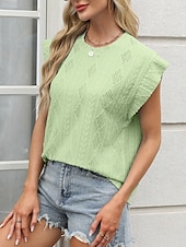abordables T-shirt uni-T-shirt pour femmes unicolore mode élégante moderne manches courtes col rond hauts réguliers quotidiens week-end œillets noir blanc rose vert été printemps