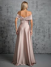 tanie Suknie dla druhen-Sukienka dla drużby w kształcie litery A Bez ramiączek bez rękawów Elegancka do ziemi z tkaniny taftowej w jednolitym kolorze