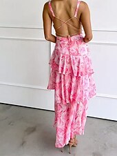tanie Eleganckie sukienki kwiatowe-Damskie Długa sukienka sukienka maxi Sukienka Boho Codzienne sukienki Sukienki szyfonowe Letnie sukienki Moda Na zewnątrz Impreza Święto Regularny Kwiaty Bez rękawów Głęboki dekolt w serek Żółty