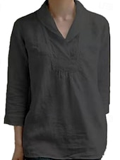 economico Camicie-Per donna Camicia Blusa Camicie di cotone e lino Semplice Essenziale Moderno Casual Manica Lunga Colletto a Camicia Top Regolari Quotidiano Ferie Uscire Nero Beige Estate