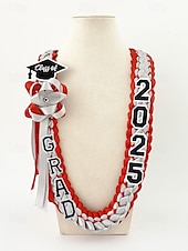 abordables Bufandas de mujer-Corona de graduación de la clase de 2025: collar de cinta trenzada con letras de graduación y dije de sombrero, regalo de recuerdo hecho a mano para la ceremonia de graduación de la escuela secundaria y la universidad.