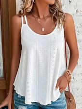 cheap Shirts-Women&#039;s Blouse Camisole Tank Top Plain Modern Casual Sleeveless Strap Regular Tops Daily Going out Backless Black White Green Summer