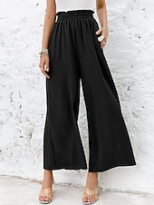 economico Pantaloni in lino e cotone semplici-Pantaloni ampi in cotone e lino da donna A tinta unita Chinos Pantaloni baggy Leggings Basic Casual Lunghezza intera Vita alta Semplice Pockets Fascia elastica Comfort All&#039;aperto Micro-elastico