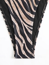abordables Ensemble de bikinis-Femmes Maillots de Bain Bikini 2 pièces Maillot de bain Dos nu Tropical Tenues de plage Motif Zèbre Col Halter Sans manches Maillots de bain