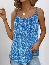 economico Canotta Floreale-Per donna Canotta a canotta Floreale Quotidiano Casual Senza Maniche Spallina Top Regolari Quotidiano Stampato Nero Blu Fucsia Verde Estate