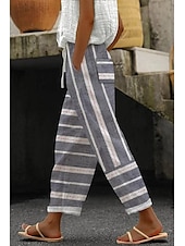 economico Pantaloni in cotone e lino con grafica-Per donna Pantaloni in cotone e lino Pantaloni Eleganti Casual Lunghezza intera Naturale Floreale Tasca Stampa Design con Coulisse Elastica Comodo Confortevole Streetwear Uscire Nero grigio Magenta