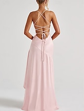 billiga Balklänningar-Havfrue  trumpet Quinceanera klänningar Elegant klänning bröllop bröllopsgäst golvlång utan ärm spaghetti axelrem polyester rygglös med spricka
