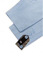 billige Stranddresser-Menn Bryllup Avslappet Lindresser Himmelblå Salvie Forretning Formelt Ensfarget Standard passform 2-delt sett Enkelt Brystet Enn-knapp