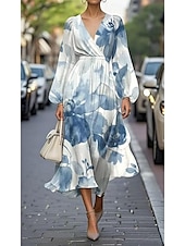 economico Abito Floreale-Per donna Abito maxi Abito Pieghettato Abito aderente Abito aderente e svasato Compleanno Casual Formale Ufficio Data Vestibilità regolare Floreale Grafico Senza Maniche Scollo a V blu navy Champagne
