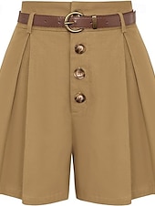 abordables Shorts-Femmes Shorts Slacks Mode Court Naturel Uni Avec Poches Boucle Extérieur Confortable Fête Sortir Abricot Noir Blanche Gingembre Été Coupe régulière