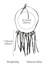 abordables Collier pour femme-Collier bohème en argent superposé avec chaînes noires et argentées, pendentifs circulaires et géométriques, parfait pour les tenues décontractées et de soirée, idéal pour les accessoires d&#039;été et de festival