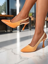 olcso Stiletto sarkú cipők-női lakkbőr slingback sarkú cipő - hegyes orrú krok textúra gradiens színű tűsarkú üzleti találkozókra