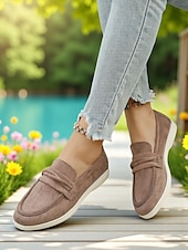 abordables Chaussures sans lacet et mocassins femme-Mocassins en simili-daim pour femme – style classique et polyvalent pour les promenades au bord du lac, les journées décontractées au bureau et les sorties du week-end