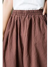 economico Pantaloni in lino e cotone semplici-Per donna Pantaloni in cotone e lino Culotte Moda Streetwear Lunghezza intera Naturale Semplice Tasca Elastico in vita Comodo All&#039;aperto Confortevole Vacanza Weekend Marrone rossastro Nero Verde