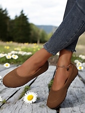 preiswerte Ballerinas für Damen-Damen-Barfußschuhe mit breiter Zehenpartie in Braun – bequeme Slipper mit Nullsprengung für entspanntes Gehen und Reisen