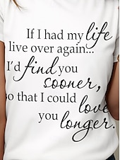 abordables T-shirt Humor &amp; Citations-Femmes T-shirt Graphique Lettre Élégant Classique Occasionnel Manche Courte Col ras du cou Col rond Hauts Réguliers Quotidien Week-end Imprimé Blanche Été Printemps