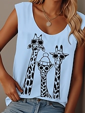 economico Canotta Animali-Per donna Canotta a canotta Grafico Animale Graffiti Quotidiano Casual Senza Maniche Girocollo Scollo Tondo Top Regolari Quotidiano Stampato Nero Bianco Rosa Blu Viola Estate