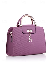 cheap Handbag &amp; Totes-Women&#039;s Faux Leather Top Handle Tote Bag with Deer Charm - Elegant Structured Women&#039;s Shoulder Bag, Perfect for Mother&#039;s Day Gift, Work, Shopping and Casual Outings