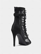 abordables Chaussures de danses latines-Chaussures de danse latine à lacets en maille violette pour femmes – Chaussures à talons hauts respirantes et élégantes pour la pratique de la salsa et du tango