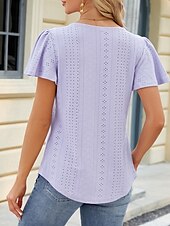 ieftine tricou simplu-Tricou pentru Femei Culoare Uniformă Grafică Simplă Modă Stilat Clasic Mâneci Scurte Gât Pătrat Ținute Zilnice Weekend Alb Roz Violet Fuchsia Vară Primăvară