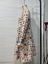 abordables Robes fleuries élégantes-Femmes Mini Robe Robe Décontractée Robe Fleurie Robe d&#039;été Élégant Mode Manches Bouffantes Extérieur Fête Date Coupe régulière Fleur Sans manches Col ras du cou Abricot Été Printemps