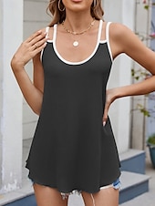 billige Enkel tank topp-Dame Camisole Tank Top Helfarge Daglig Fritid Ermeløs Med stropper Vanlige topper Daglig Svart Hvit Rosa Grønn Sommer