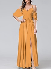 preiswerte abendkleider-Damen Langes Kleid Maxikleid Abschlussballkleid Partykleid Cocktailkleid Mode Party Besonderer Anlass Date Normale Passform Einfach Kurzarm V Ausschnitt Gelb Hellgrün Blau Grün Sommer