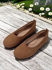 preiswerte Ballerinas für Damen-Damen-Barfußschuhe mit breiter Zehenpartie in Braun – bequeme Slipper mit Nullsprengung für entspanntes Gehen und Reisen