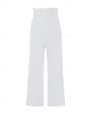 economico Pantaloni in lino e cotone semplici-Per donna Culotte Gamba Larga Pantaloni in cotone e lino Pantaloni Eleganti Moda Streetwear Lunghezza intera Naturale Semplice Elastico in vita Comodo All&#039;aperto Confortevole Streetwear Uscire Bianco