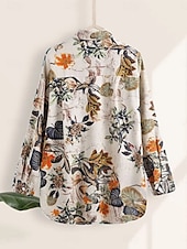 economico Camicie-Per donna Camicia Floreale Elegante Moderno Casual Manica Lunga Collo a V Top Regolari Quotidiano Stampato Blu marino Viola Cachi Estate