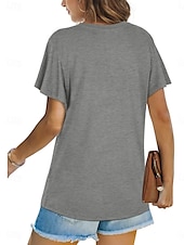 abordables T-shirt uni-T-shirt femme de couleur unie Uni Classique Moderne Décontracté Manches courtes Col rond Hauts réguliers Quotidien Week-end Noir Blanc Vert clair Rose Bleu Été