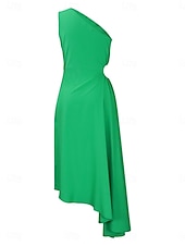 abordables Robe Simple-Robe Maxi Femme Robe A Ligne Couleur Unie Robes de Travail Robe Off The Shoulder Formelle Fête de Travail Coupe Régulière Simple Une Épaule Jaune Rouge Vert Été Printemps