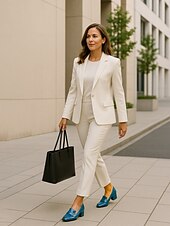 levne Block Heels-dámské modré lesklé lakované mokasíny s mohutným podpatkem – moderní nazouvací pracovní obuv s hranatou špičkou pro kancelářské profesionály