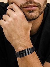 preiswerte Herrenschmuck-Verstellbares Herrenarmband mit amerikanischer Flagge – elastisches Nylonband mit Edelstahlplatte, Armband im patriotischen Stil für den Unabhängigkeitstag, Veteranen und die alltägliche Freizeitkleidung