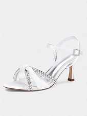 cheap Heeled Sandals-Women's Purple Satin Rhinestone Heeled Sandals – Elegant Knot Prom Heels for Wedding and Dance Nights