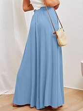 economico gamba larga e vita alta-Pantaloni chinos larghi da donna pantaloni baggy basic casual lunghezza intera vita alta tasca semplice elastico comodo morbido confortevole micro-elastico all&#039;aperto street blu arancione verde khaki