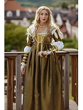 preiswerte Kleid-Mittelalterlich Renaissance Kleid Abschlussballkleider Abendkleid Wikinger Keltischer Ritter Kostüm Damen königlich Halloween Karneval Maskerade Leistung LARP Renaissance-Messe Erwachsene Kleid
