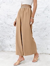 economico Pantaloni in lino e cotone semplici-Pantaloni ampi in cotone e lino da donna A tinta unita Chinos Pantaloni baggy Leggings Basic Casual Lunghezza intera Vita alta Semplice Pockets Fascia elastica Comfort All&#039;aperto Micro-elastico