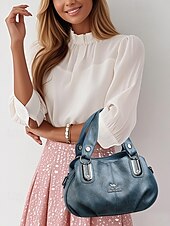 economico Borsette e borse tote-Borsa a tracolla da donna in similpelle con doppi manici – borsa a tracolla casual vintage con tracolla per ufficio, viaggi e uso quotidiano