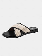 abordables Sandales de Vacances-Sandales plates à brides croisées tissées pour femmes – sandales bohèmes décontractées pour les promenades estivales et les rendez-vous romantiques en journée