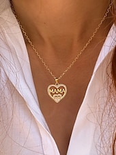 voordelige Dames ketting-Gouden hart &quot;mama&quot; hanger ketting met strass-accenten - elegant Moederdag sieraden cadeau voor vrouwen, moeders en grootmoeders