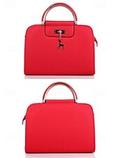 cheap Handbag &amp; Totes-Women&#039;s Faux Leather Top Handle Tote Bag with Deer Charm - Elegant Structured Women&#039;s Shoulder Bag, Perfect for Mother&#039;s Day Gift, Work, Shopping and Casual Outings